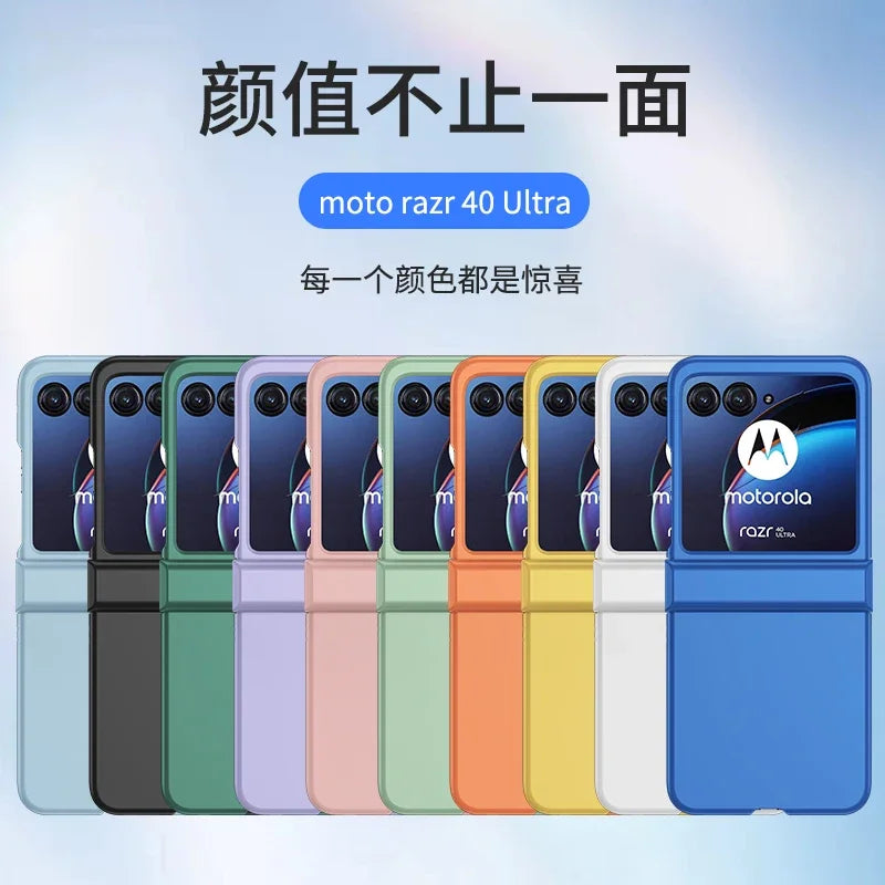 Skin Feel Case for Motorola Razr 40 50 60 Moto Razr50 40 Ultra 5G Solid Color 3-piece Hinge Set Protection Anti-Scratch Cover