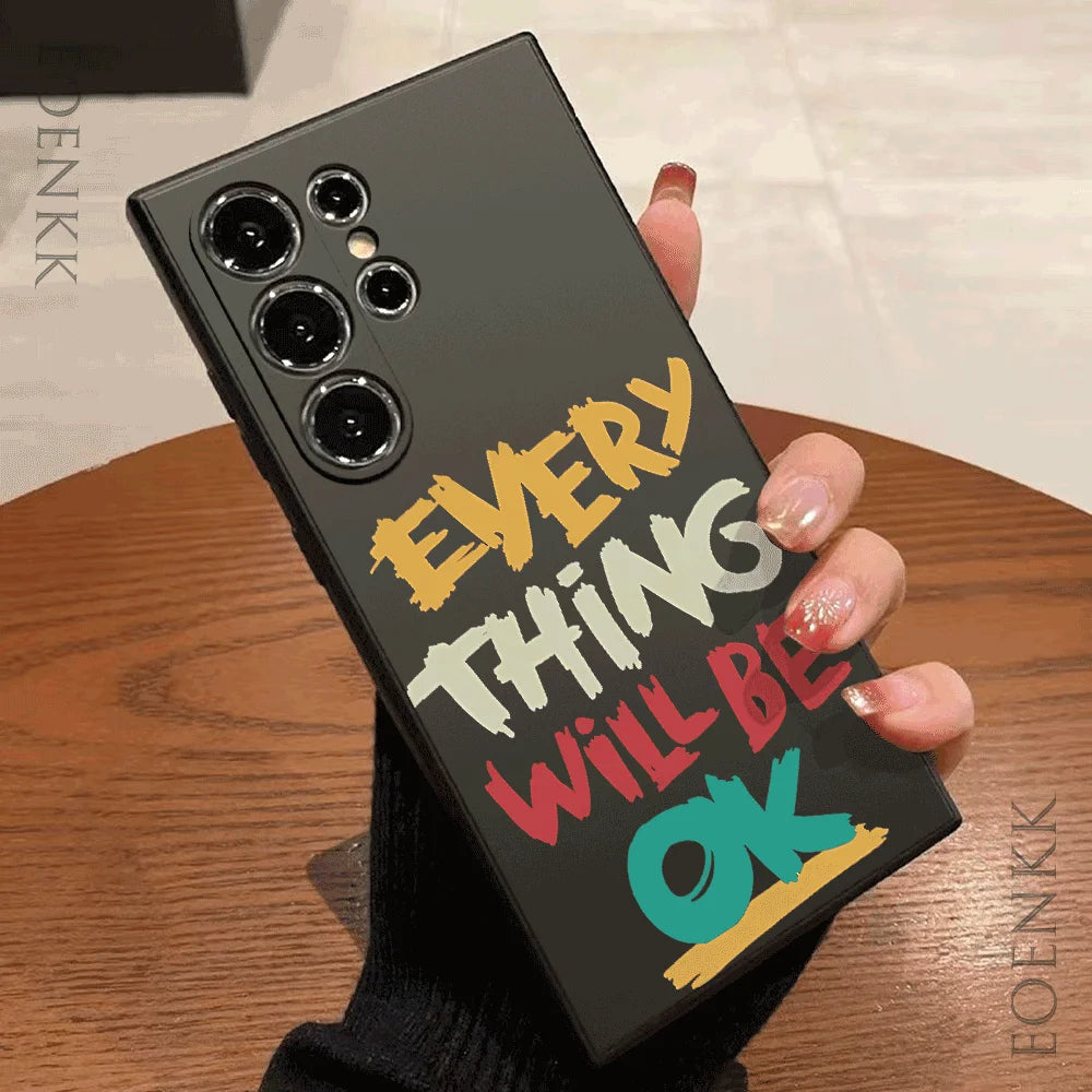 Simple Letters Silicone Case For Samsung Galaxy S25 S24 S23 S22 S21 Ultra FE A35/A54/A55/A34 5G Note 10/20 Plus Anti-Slip Cover