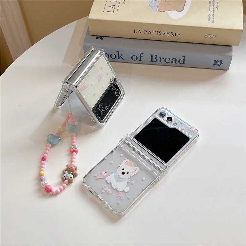 White Dog Phone Case for Samsung Galaxy Z Flip 7 6 5 4 Protective Back Cover for ZFlip5 ZFlip6 ZFlip7 Case Shell