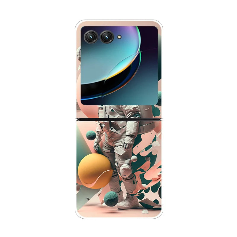 Case For Motorola Razr 40 Ultra Transparent Hard Folding Luxury Pattern For Motorola Moto Razr 40 Ultra Clear Cover Razr40 Ultra