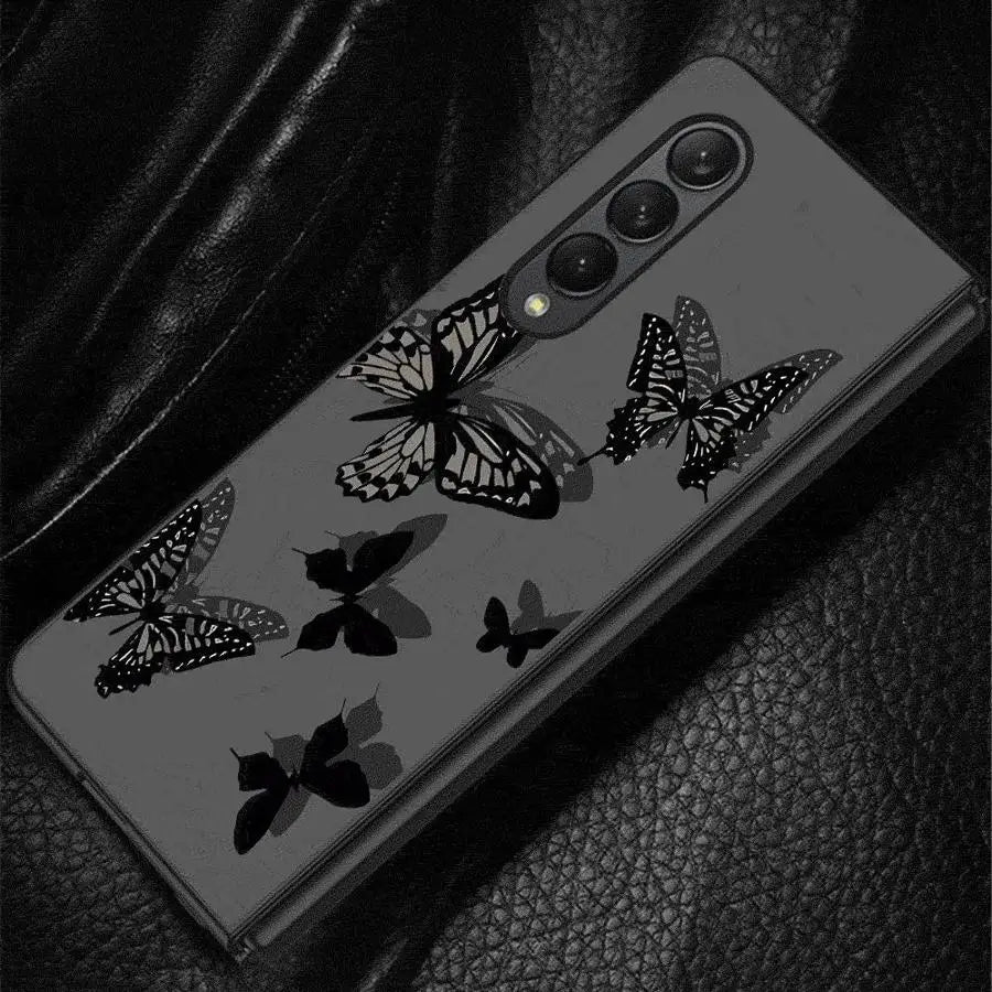 INS Retro Butterfly Cases for Samsung Galaxy Z Fold6 Z Fold3 ZFold4 Z Fold5 5G Z Fold4 5G Coque Bumper Shockproof Cover