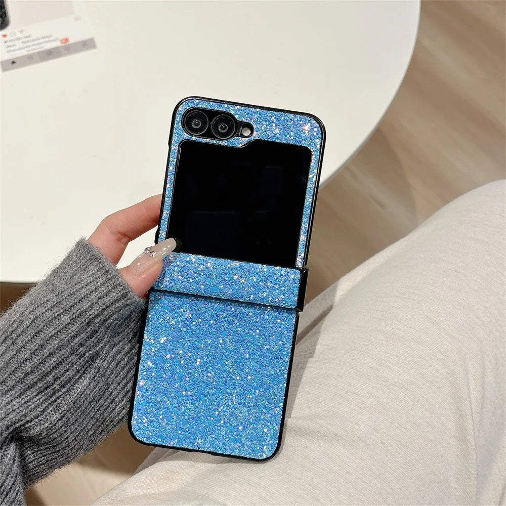 Luxury Bling Glitter Diamond Starry Sky Case For Samsung Z Fold Z Flip 6 5 4 3 ZFold6 ZFlip6 Shiny Shockproof Hinge Protect Capa
