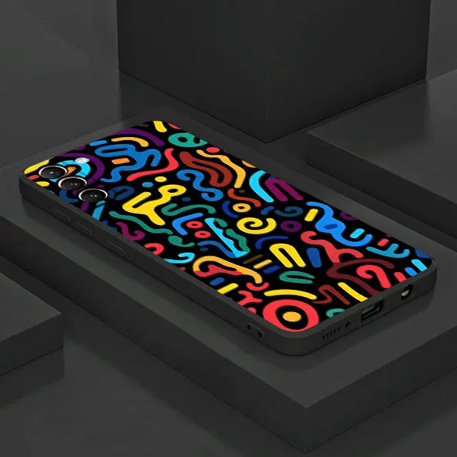 Phone Case For Samsung Galaxy S25 S24 Ultra S23 FE Note 20 10Plus S22 S21 S25Plus Soft Shell Cover Colorful Lines Graffiti