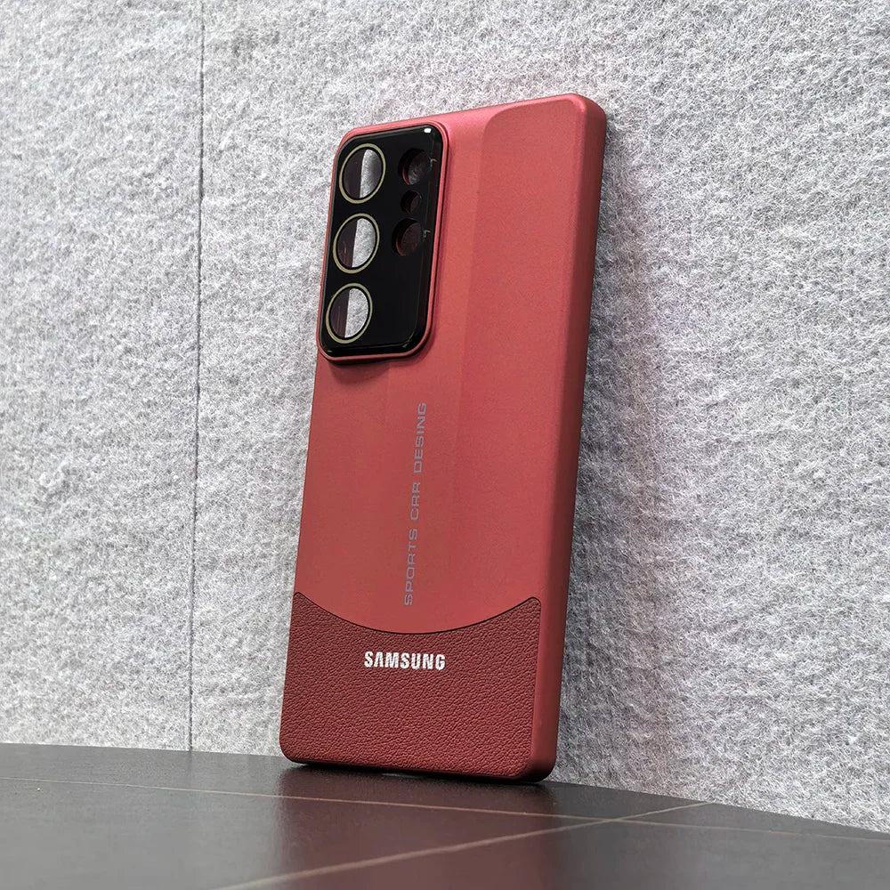 Dual Colors Splicing Case For Samsung Galaxy S23 S24 S25 Ultra Plus Ultra-Thin Hard PC PU Leather Lens Protection Phone Cover