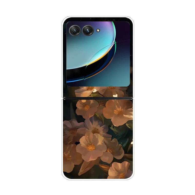 Case For Motorola Razr 40 Ultra Transparent Hard Folding Luxury Pattern For Motorola Moto Razr 40 Ultra Clear Cover Razr40 Ultra