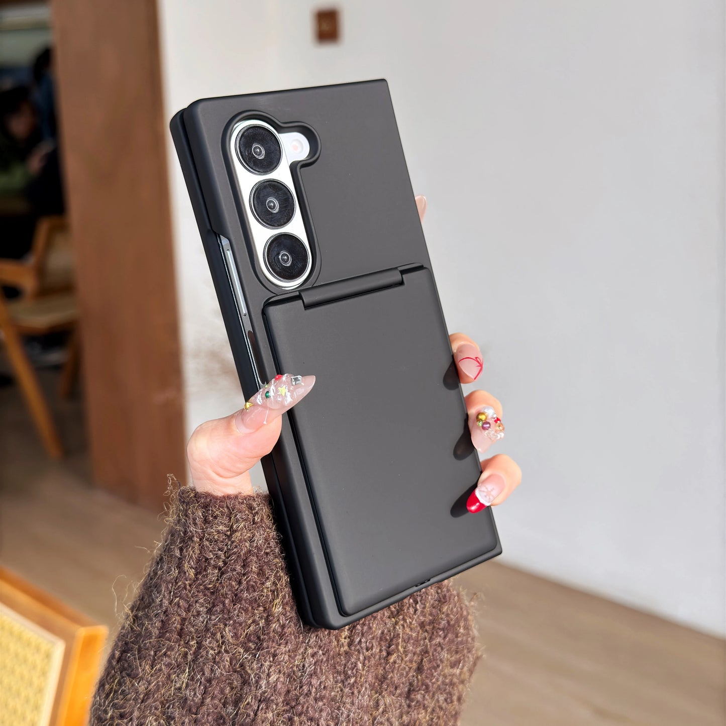Wallet Clip Flip Slot Card Stand Case For Samsung Galaxy Z Fold 6 5 Luxury Folding Bracket Transparent Shockproof Matte PC Cover