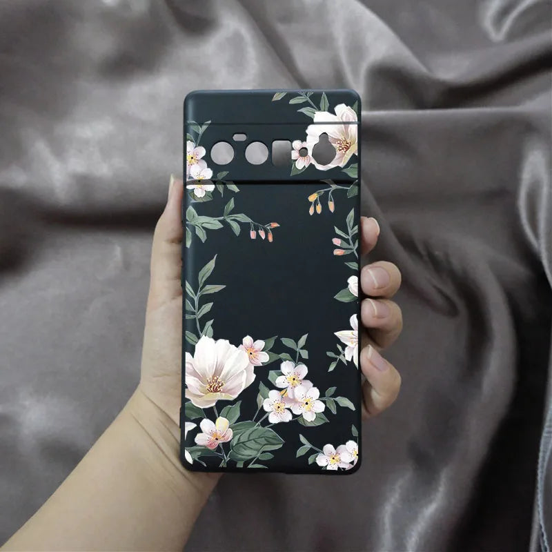 Beautiful Flowers Phone Case For Google Pixel 8A 9 Pro XL 8 Pro 10 7 6A 5G Luxury Floral Pattern Transparent Soft TPU Cover Capa