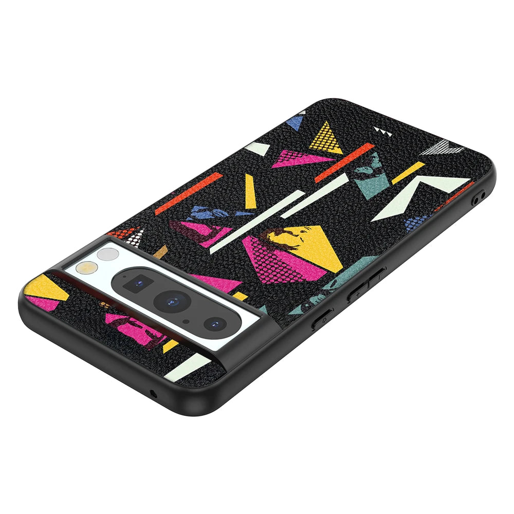 Back Cover Leather Case for Google Pixel 4 XL 4A 5 5A 5G 6 Pro 6A 7 Pro 7A 8 Pro 8A High Quality with Color Triangle Image Print