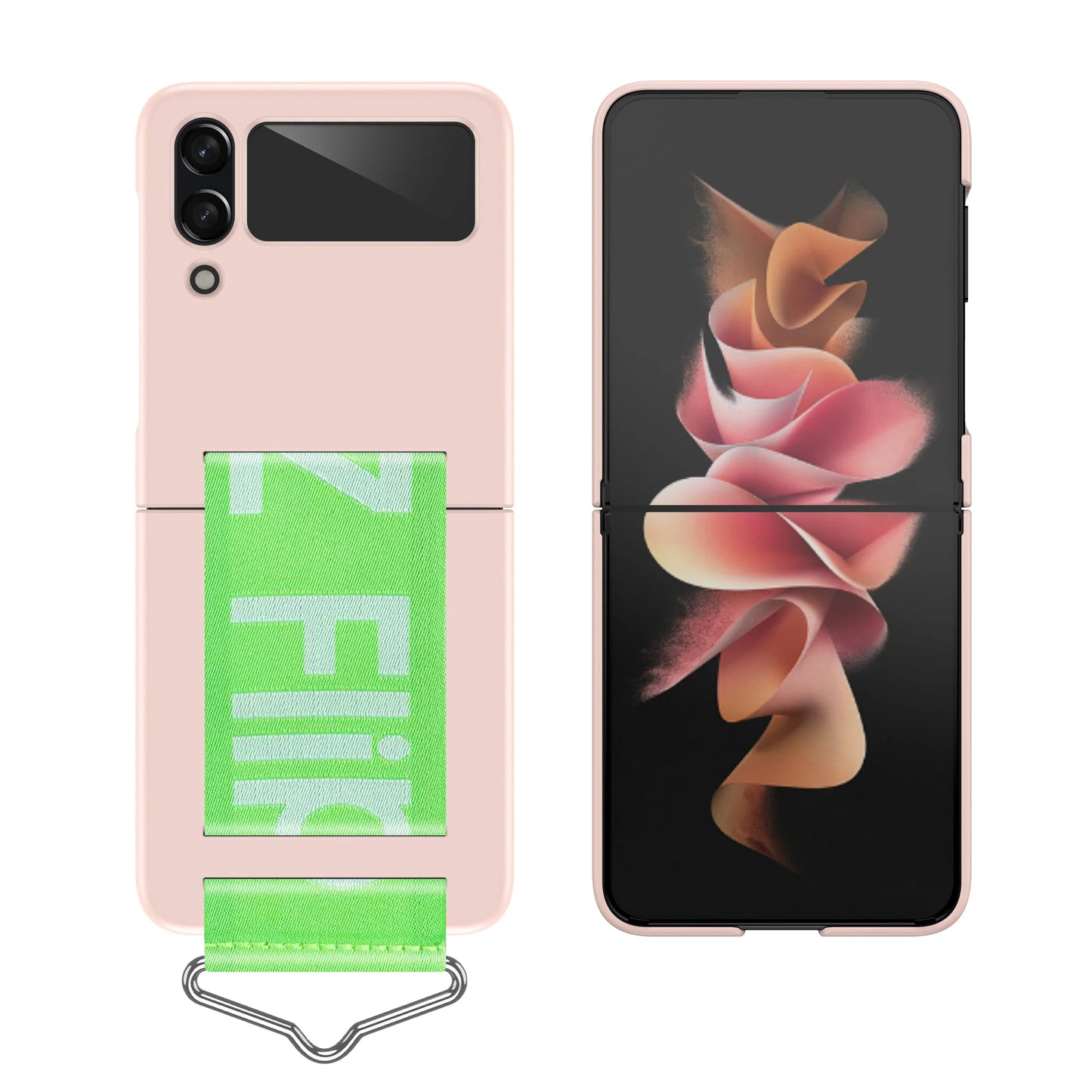 Fashion Hand Strap Phone Case For Samsung Galaxy Z Flip 6 5 4 ZFlip 3  Ultra Thin Hard Plastic Cover Wristband Ring Fundas Coque