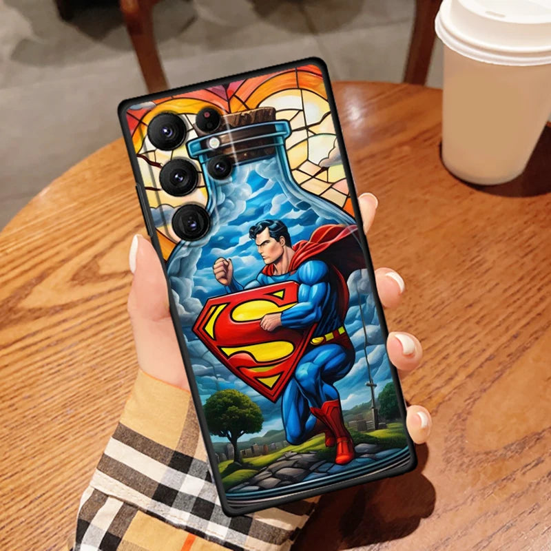 Luxury S-Supermans Comics Cool For Samsung Galaxy S24 S23 S22 S21 S20 FE S10 S10E Plus Ultra Pro Lite 5G Black Funda Phone Case