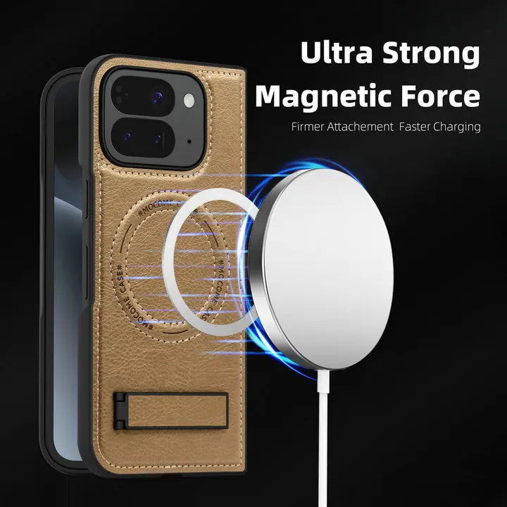 Pixel10 Pro Fold 5G Luxury Case Wireless Charging Leather Magnet Back Stand Coque For Google Pixel 10 Pro Fold Armor Cover