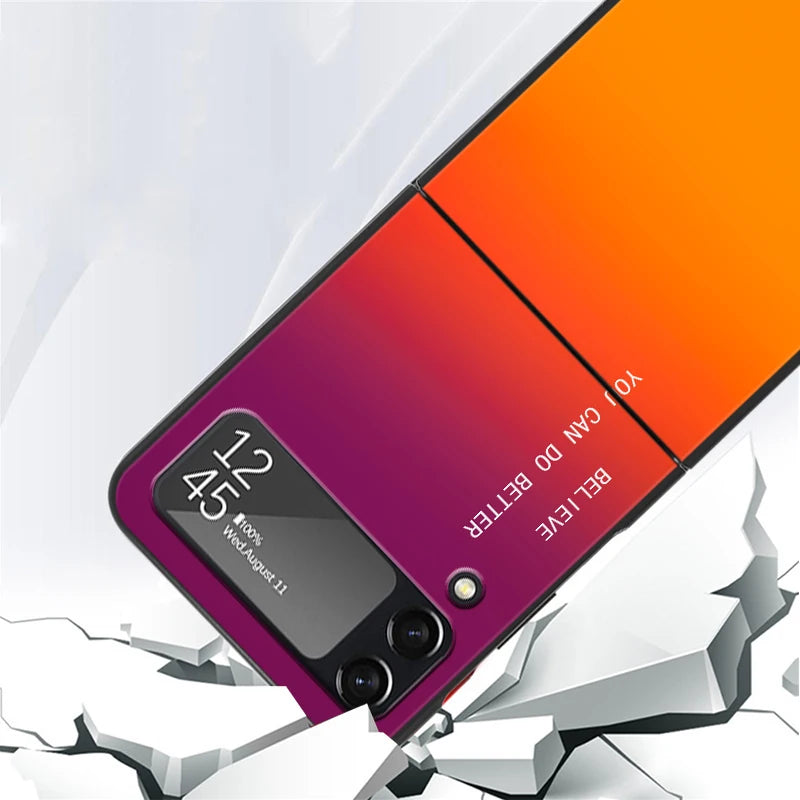 Cover Case for Samsung Galaxy Z Flip 5 Z Flip 4 ZFlip Z Flip 3 5G ZFlip3 Flip4 ZFlip4 Flip3 Black Gradient BE YOURSELF