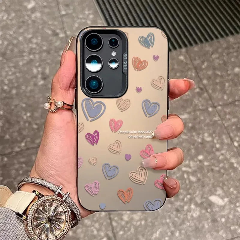 Simple Colorful Love IMD Case For Samsung Galaxy S25 S24 S23 S22 S21 Ultra Plus FE A56 A16 A15 A35 A55 A34 A54 A33 A53 A26 Cover