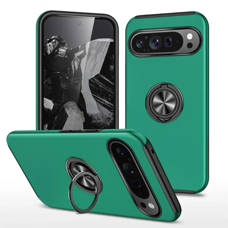 Magnetic Ring Holder Phone Case for Google Pixel 9 8 7 Pro XL 9A 8A 7A 6A WIth Kickstand Plastic Hard Shell Shockproof Cover