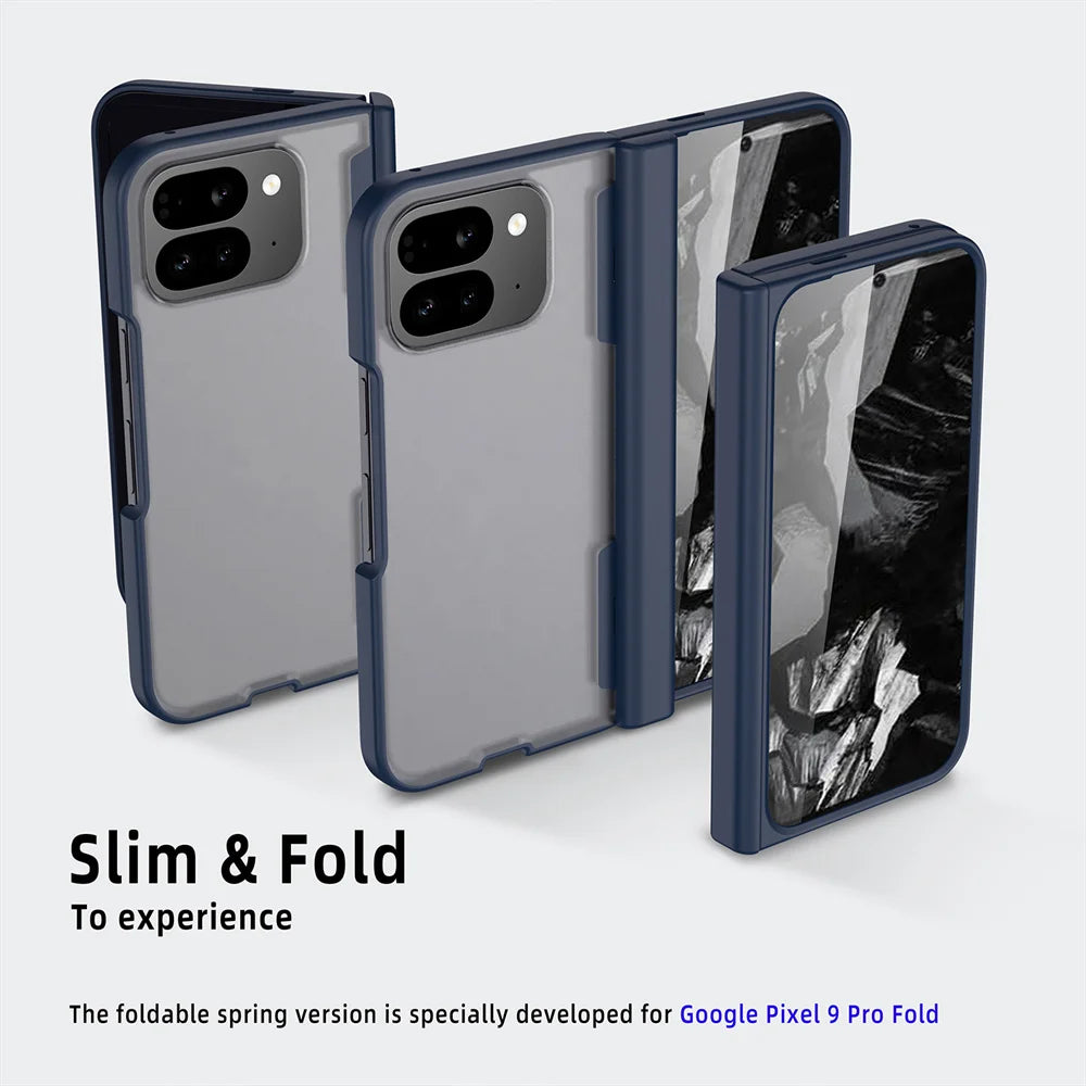 Luxury Screen Protector Film Hinge Phone Case For Google Pixel 9 Pro Fold Translucent Full Body Protective Shockproof Back Cover