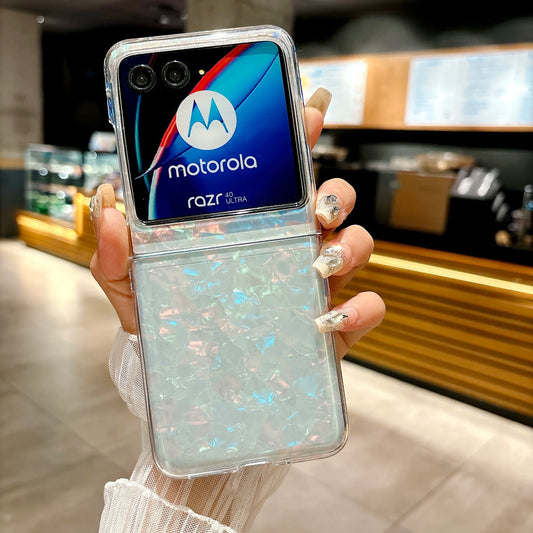 Luxury Seashell Plastic Folding Case For Motorola Razr 40 50 60 Ultra  Cover