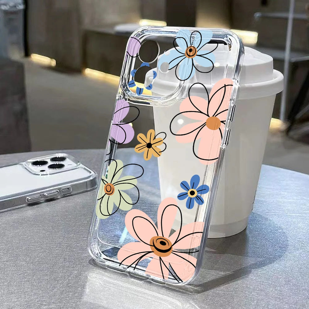 New Summer Leaves Clear Phone Case For Samsung Galaxy S25 Ultra S24 FE A56 A36 5G A55 A54 A35 A26 A16 A06 S23 S22 S21 Back Cover