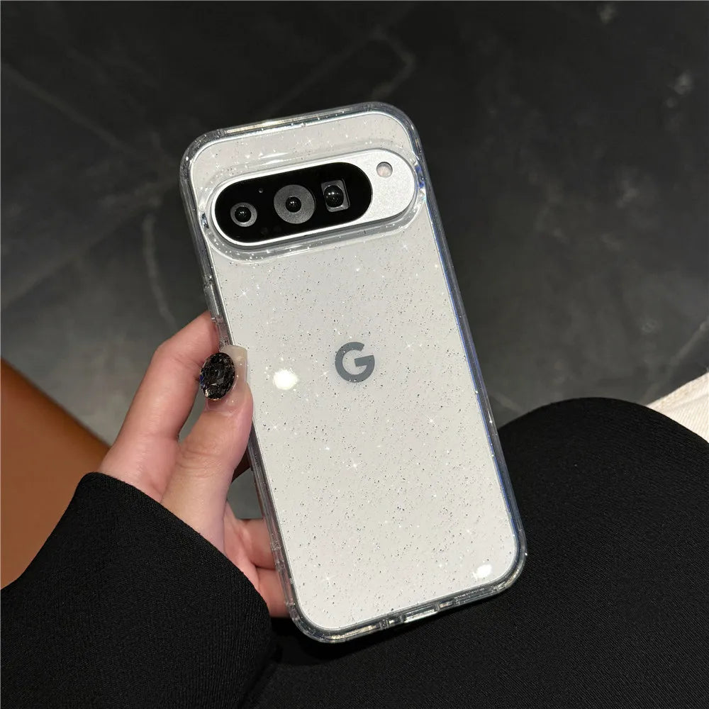 Luxury Bling Shining Glitter Clear Candy Case For Google Pixel 9 Pro XL 9 8 A Starry Sky Transparent Shockproof  Ins Shell Cover