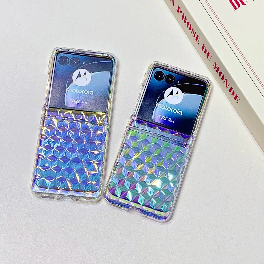 For Motorola Razr 40 Ultra Moto 40Ultra 2023 Case Fashion Rainbow Laser Transparent Shockproof Protective Hard Cover Accessories