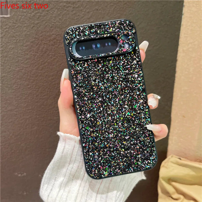 Luxury Glitter Phone Cases For Google Pixel 9A 8A 7A 6A 10 Pro XL 9 8 7 6pro Shiny Shockproof Hard Back Cover Grid Protect Shell