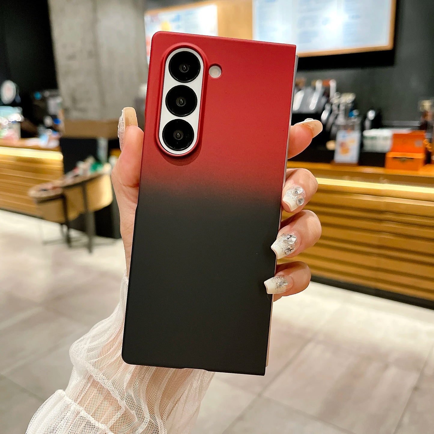 Fashion Gradient Contrast Color Phone Case For Samsung Galaxy Z Fold 6 5 4 Splice Color Shockproof Protection Bumper Hard Cover