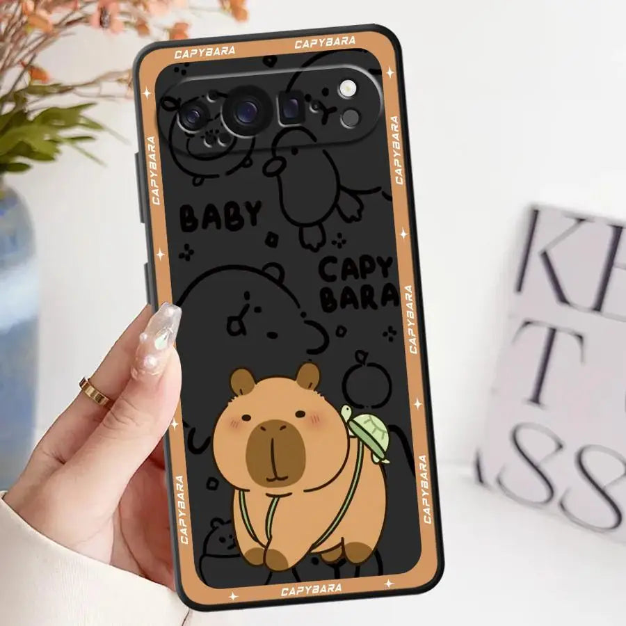 Cute Cartoon Capybara Phone Case for Google Pixel 6 7 8 Pro 8a 6a 10 9 Pro XL 7a 9a Soft Cover