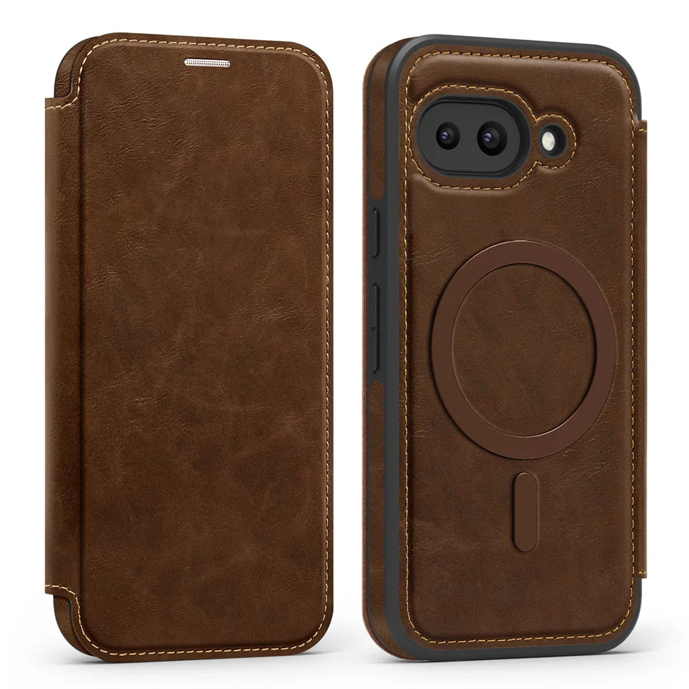 Luxury Flip Magnetic Slot Card Holder Leather Magnet Phone Case For Google Pixel 10 8 9 Pro XL 9A Solid Color Business Cover