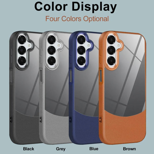 Leather+Acrylic Shockproof Phone Case For Samsung Galaxy S25 S24 S23 FE S22 Ultra A55 A54 A05S A16 A25 A35 A35 A56 A15 A34 Cover