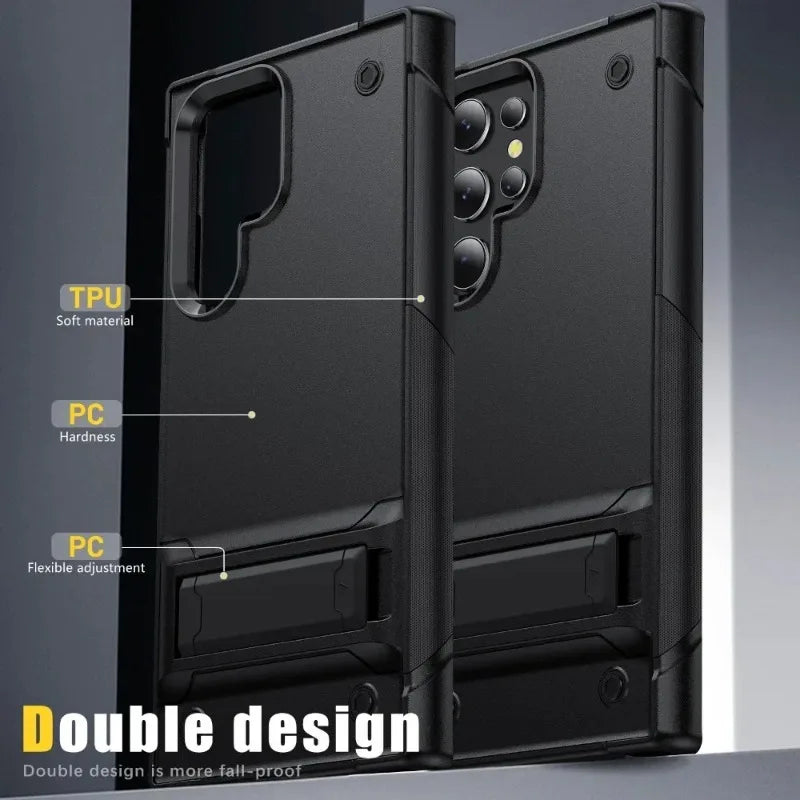 Phone Case with Invisible Stand for Samsung Galaxy S21 S20 S23 FE S25 S24 S22 Ultra Plus A54 A53 A33 A14 5G WIth Kickstand Cover