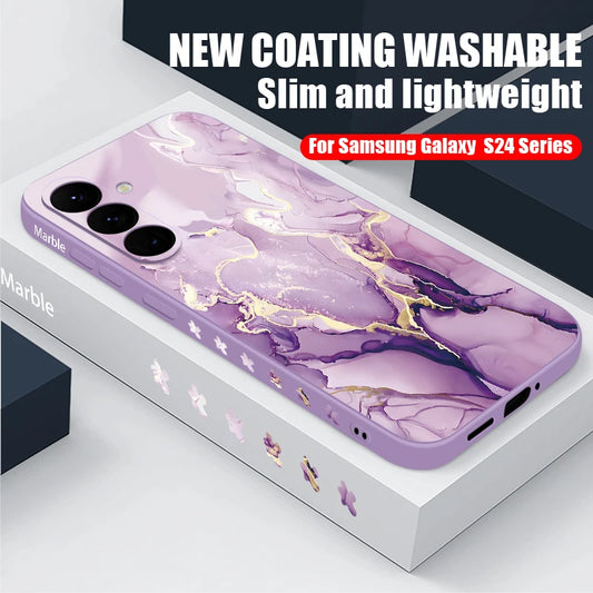 Colorful Marble Case For Samsung Galaxy S24 S23 S22 Ultra S25 S21 S20 FE A15 A25 A35 A55 A52 A53 A54 5G A36 A56 Lanyard Cover