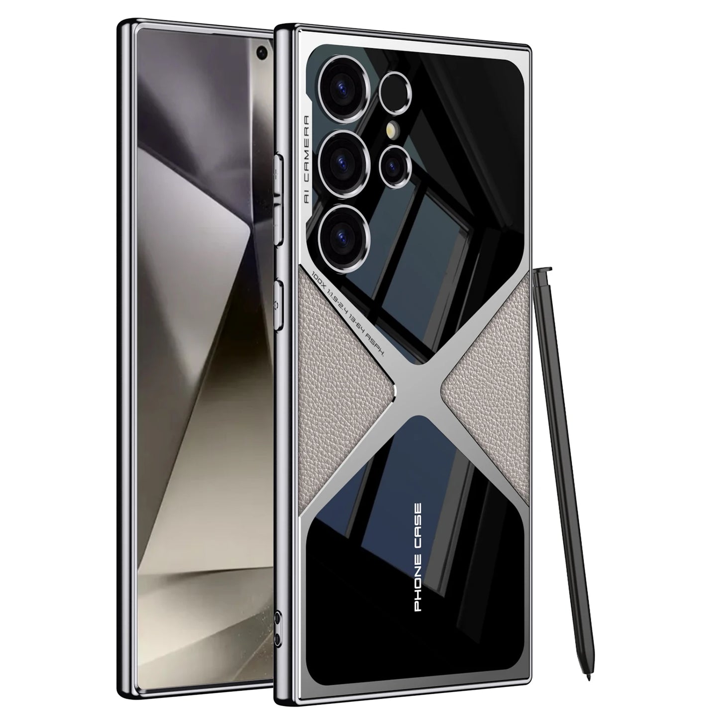 Plated Leather S24Ultra Phone Case For Samsung Galaxy S23 S24 S25 Ultra Supersonic TPU Soft Shockproof S25Ultra Protection Cover