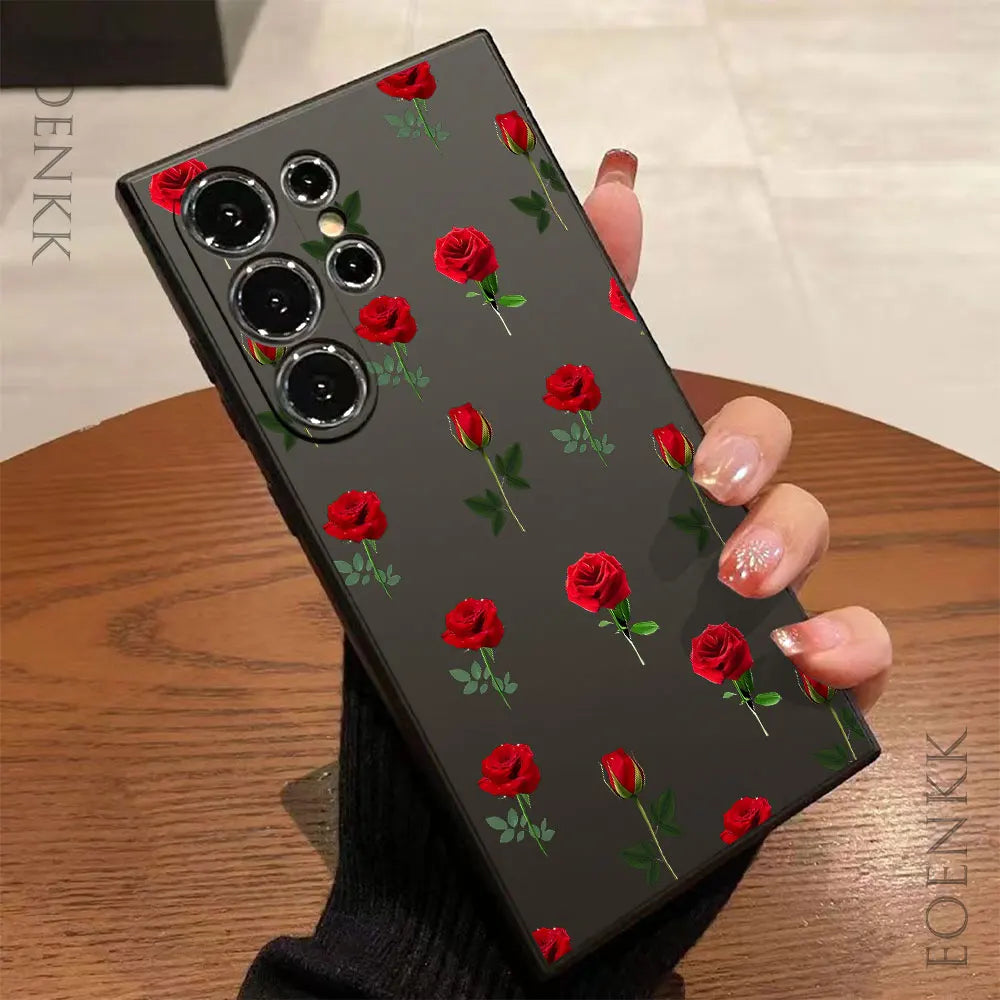 New Retro Fashion Rose Phone Case For Samsung Galaxy A25 A32 A33 A72 A73 Note 10 20 Plus S25 S24 S23 S22 S21 Ultra FE 5G Cover