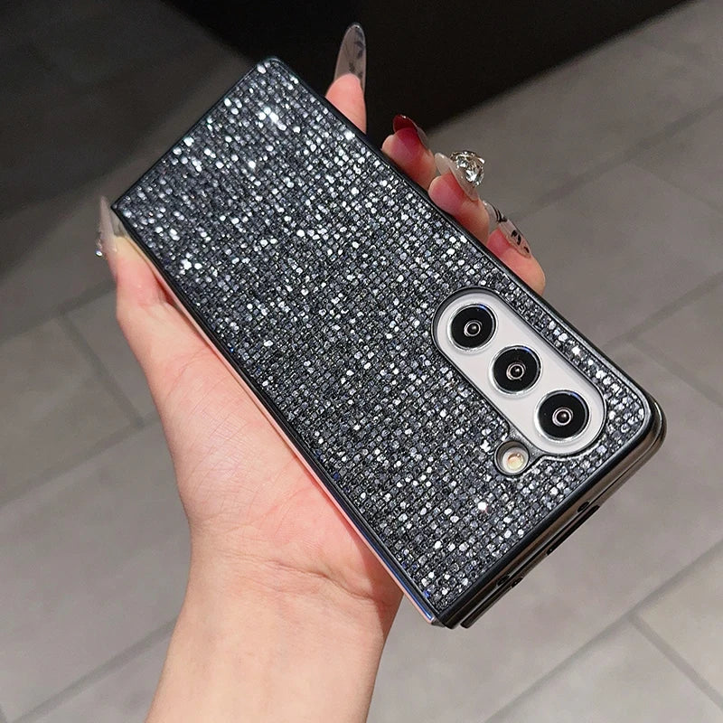 Bling Glitter Sequin Phone Case For Samsung Galaxy Z Fold 6 5 4 3 ZFold 3 5G Back Cover Ultra Thin Hard Plastic Protection Funda