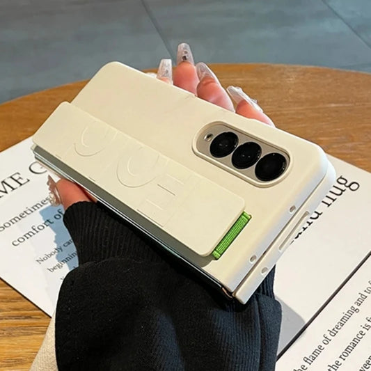 Luxury Soft Silicone Wrist Strap Holder Phone Case For Samsung Z Fold 5 zfold4 Fold3 ZFold6 Cases Ultra Thin Matte Hard PC Cover