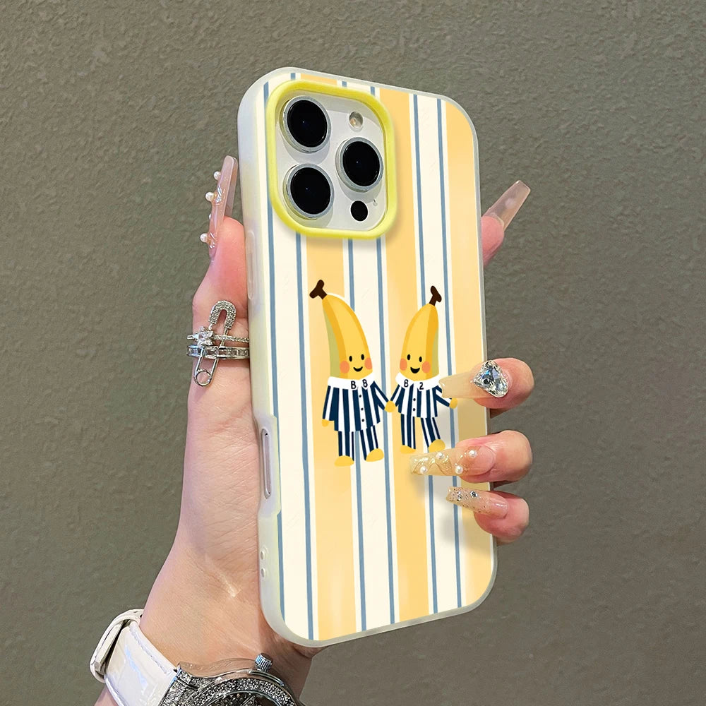 Cute Twin Cartoon Banana Sketch Jelly Phone Case For Samsung Galaxy A57 A56 A55 A54 A37 S26 S25 S24 S23 S22 Ultra Plus FE Clear