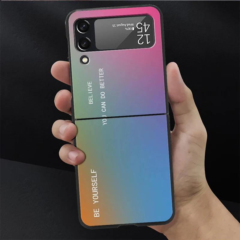 Cover Case for Samsung Galaxy Z Flip 5 Z Flip 4 ZFlip Z Flip 3 5G ZFlip3 Flip4 ZFlip4 Flip3 Black Gradient BE YOURSELF