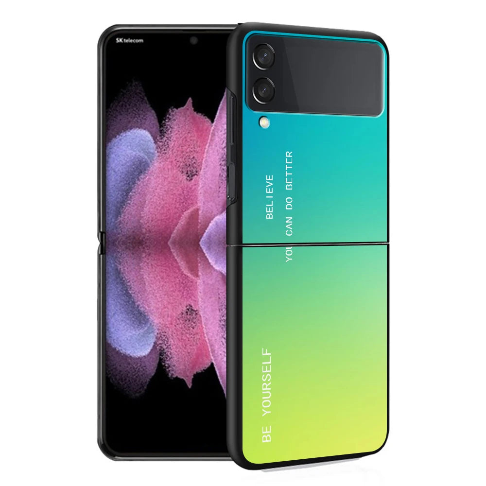 Cover Case for Samsung Galaxy Z Flip 5 Z Flip 4 ZFlip Z Flip 3 5G ZFlip3 Flip4 ZFlip4 Flip3 Black Gradient BE YOURSELF