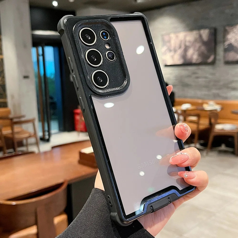 Heavy-Duty Shockproof Bright Case For Samsung Galaxy S25 S24 Plus Ultra S25Ultra S25Plus Transparent Military Hard Armor Cover