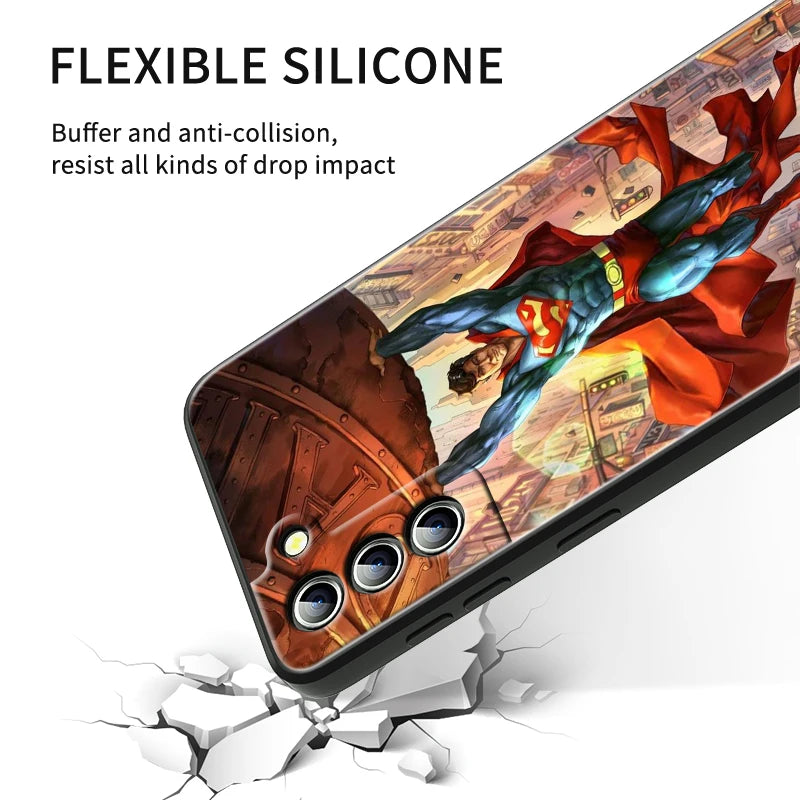 Luxury S-Supermans Comics Cool For Samsung Galaxy S24 S23 S22 S21 S20 FE S10 S10E Plus Ultra Pro Lite 5G Black Funda Phone Case