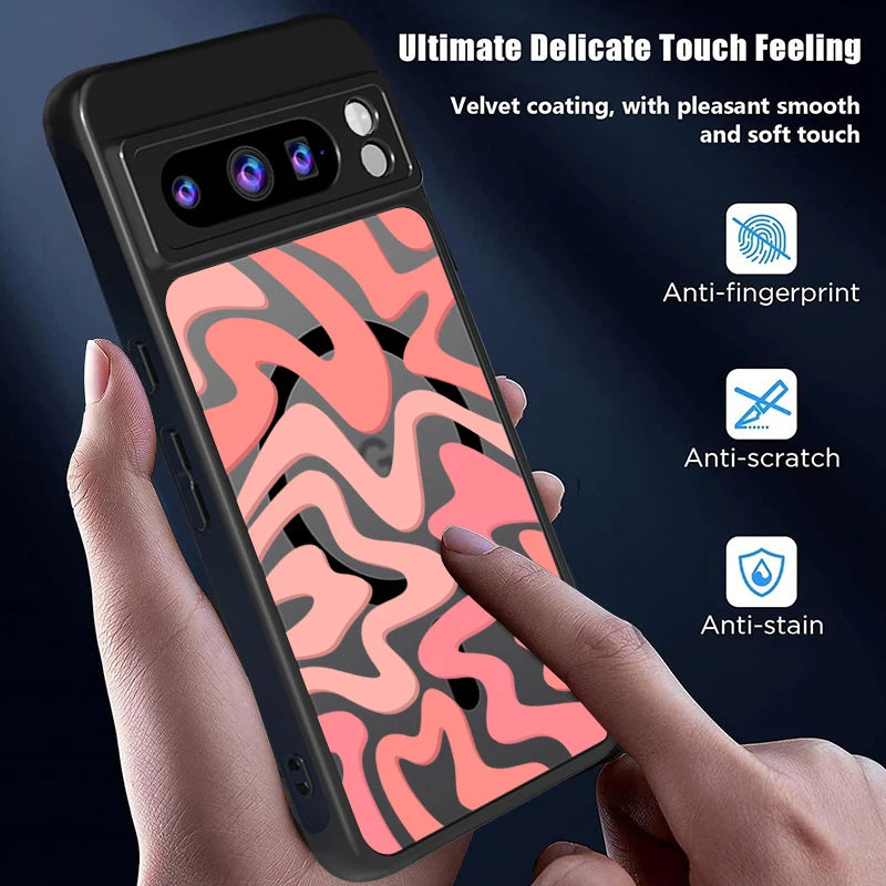 Matte Magnetic Case For Google Pixel 9 8 7 Pro 8A 7A Pixel 9 Pro XL For Magsafe Wireless Charging Curved Stripes Phone Cover