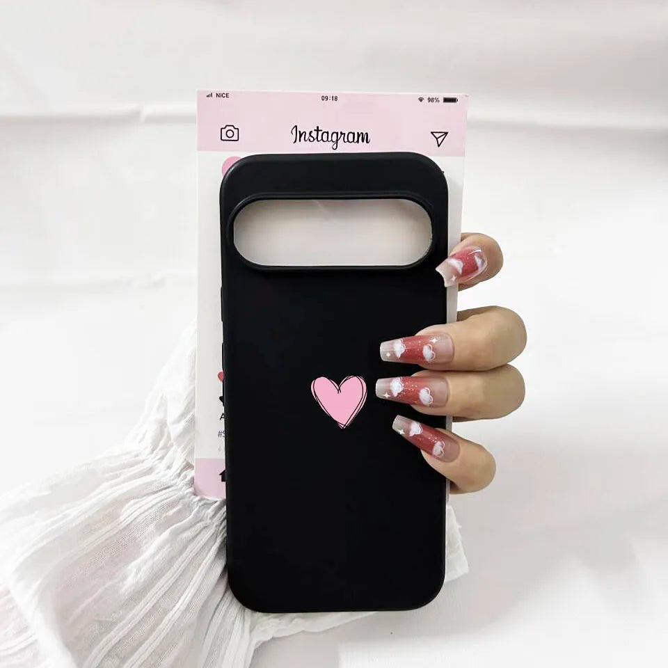 INS Cute Simple Love Heart Pattern Phone Case For Google Pixel 9 Pro XL 8A 8 Pro 10 7 6A 5G Fashion Clear Soft TPU Cover Fundas