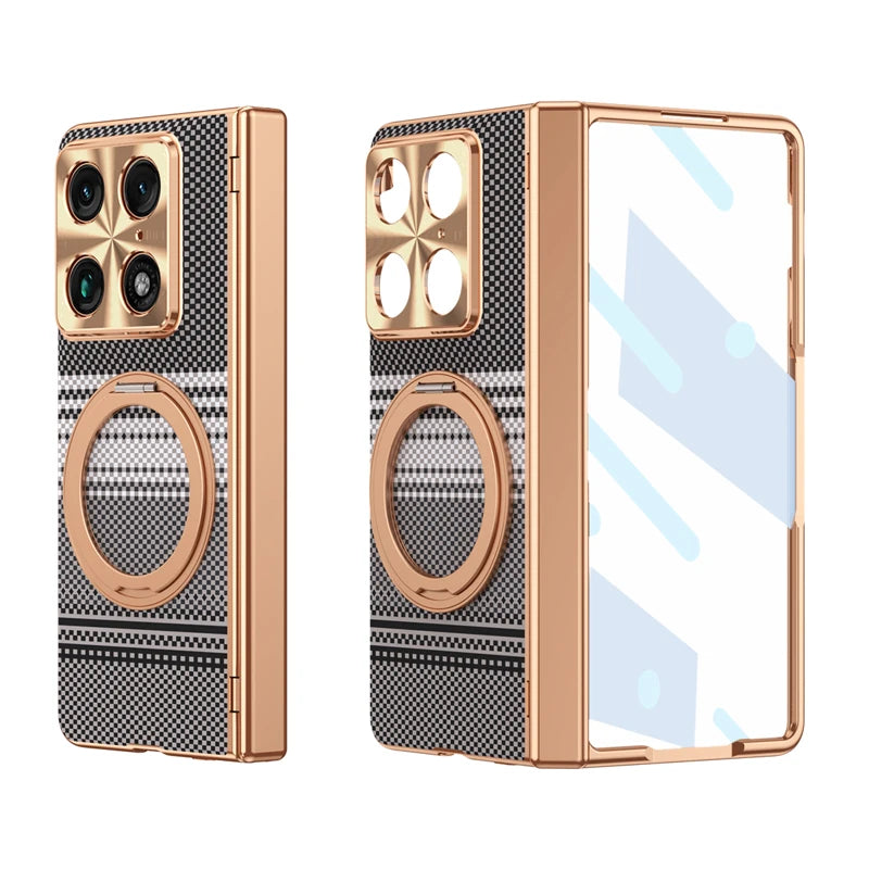 Luxury For Motorola Razr Fold Case Splicing Magnetic PC Shockproof Anti-Fingerprint Rotating Alloy Holder Folding Cover
