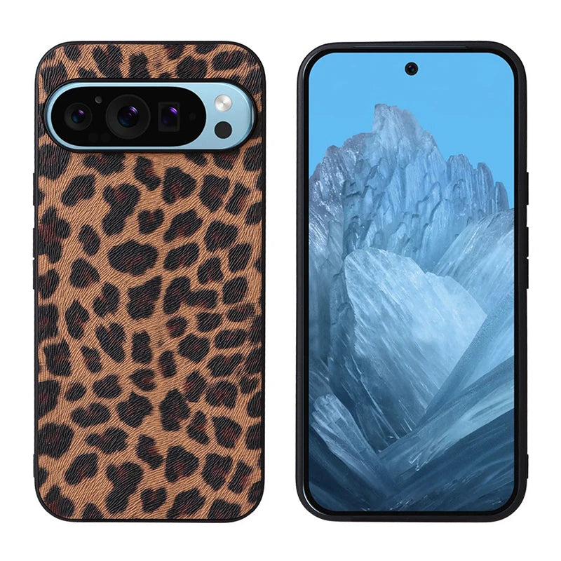Hard Leopard Print Case For Google Pixel 9 8 7 6 Pro 9A 8A 7A 6A Shockproof Snakeskin Crocodile Carbon Fiber Phone Cover Shell
