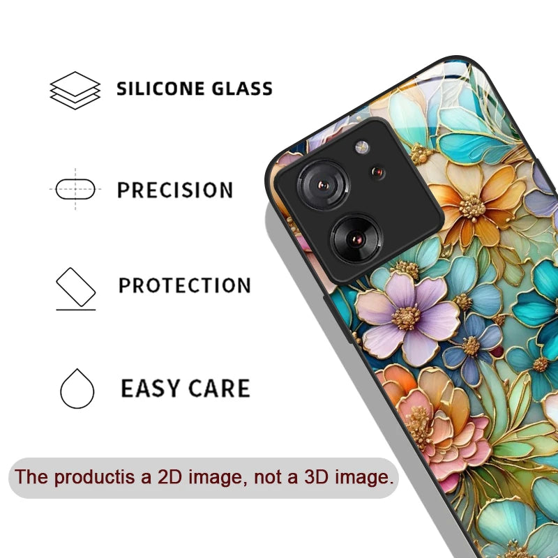 Luxury Flower Marble Texture Tempered Glass Phone Case for Motorola Moto G85 G84 G75 G55 Edge 50 Fusion 40 Neo 30 Pro Hard Cover