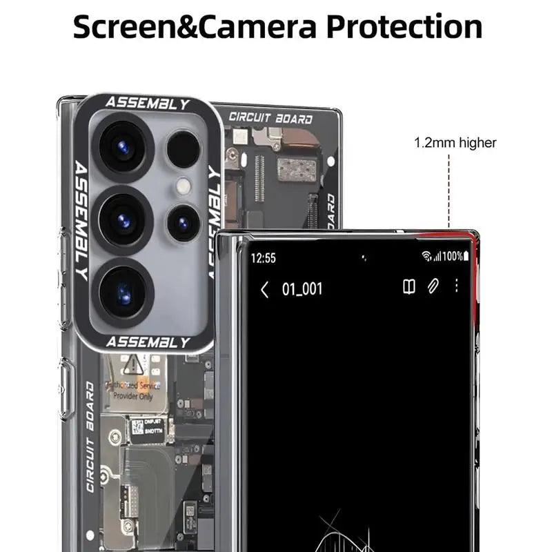 Circuit Board Pattern Case for Samsung Galaxy S24 Ultra S20 FE S21 S22 Plus S23 Ultra 5G S23 FE Transparent Clear Soft Silicone