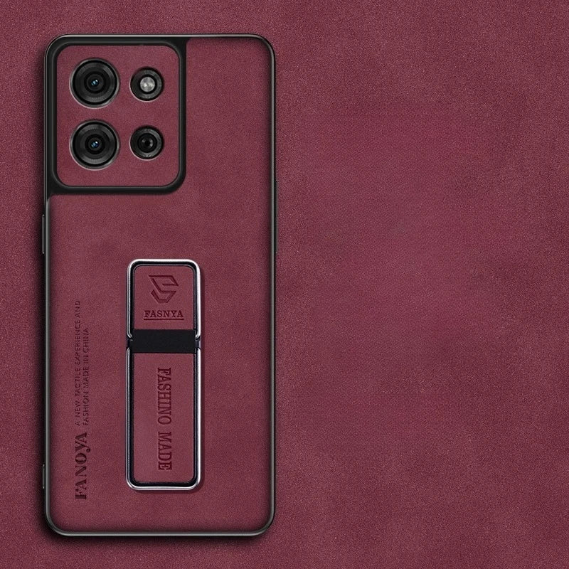 Sheepskin Leather Case for Moto G75 5G G85 G55 G35 G45 G15 G05 G34 E15 Matte Stand Holder Protection Silicone Frame Back Cover