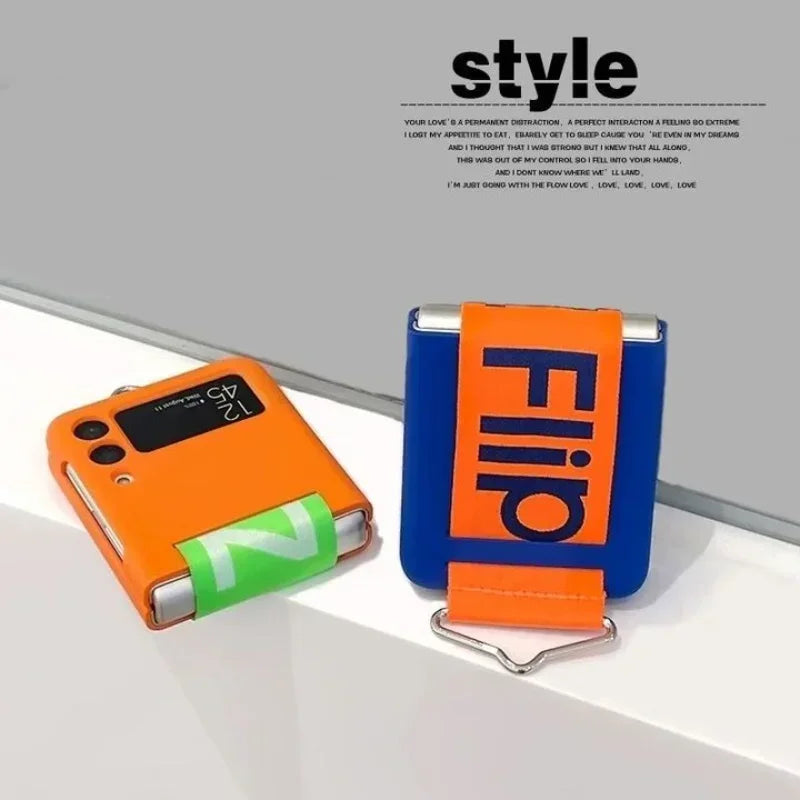Z flip 6 7 Case Luxury Wristband For Samsung Galaxy Z Flip 7 4 5 3 6 Wrist Strap Hard Shockproof Flip4 Flip6 Zflip5 Z6 Z7 Cover