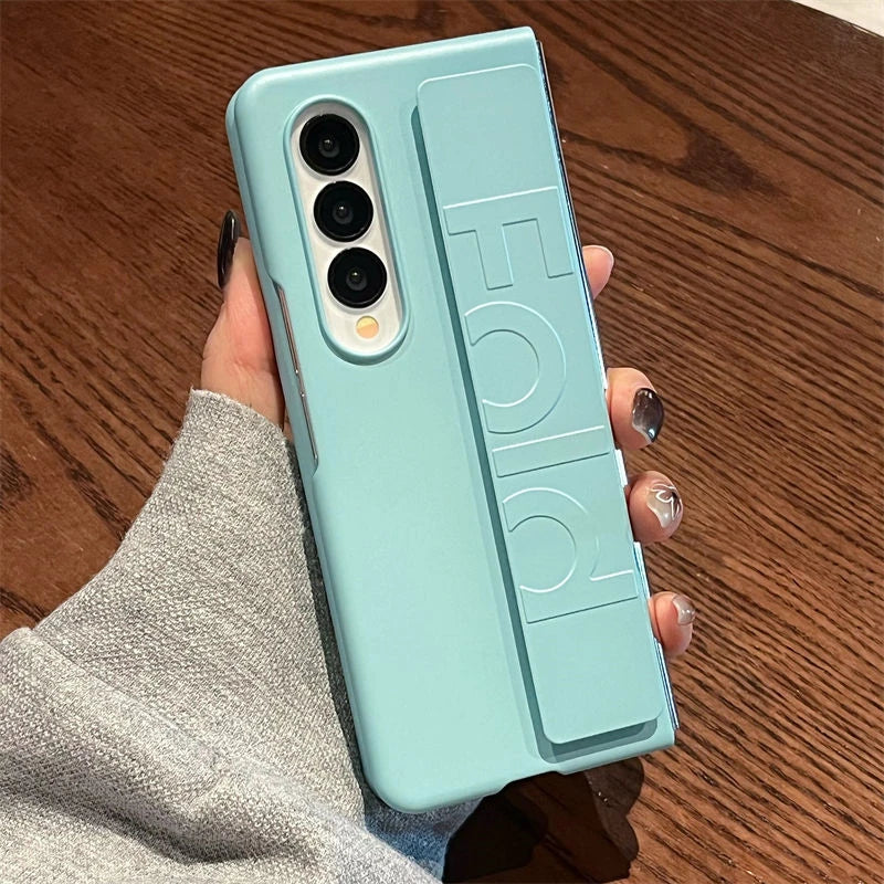 Luxury Soft Silicone Wrist Strap Holder Phone Case For Samsung Z Fold 5 zfold4 Fold3 ZFold6 Cases Ultra Thin Matte Hard PC Cover