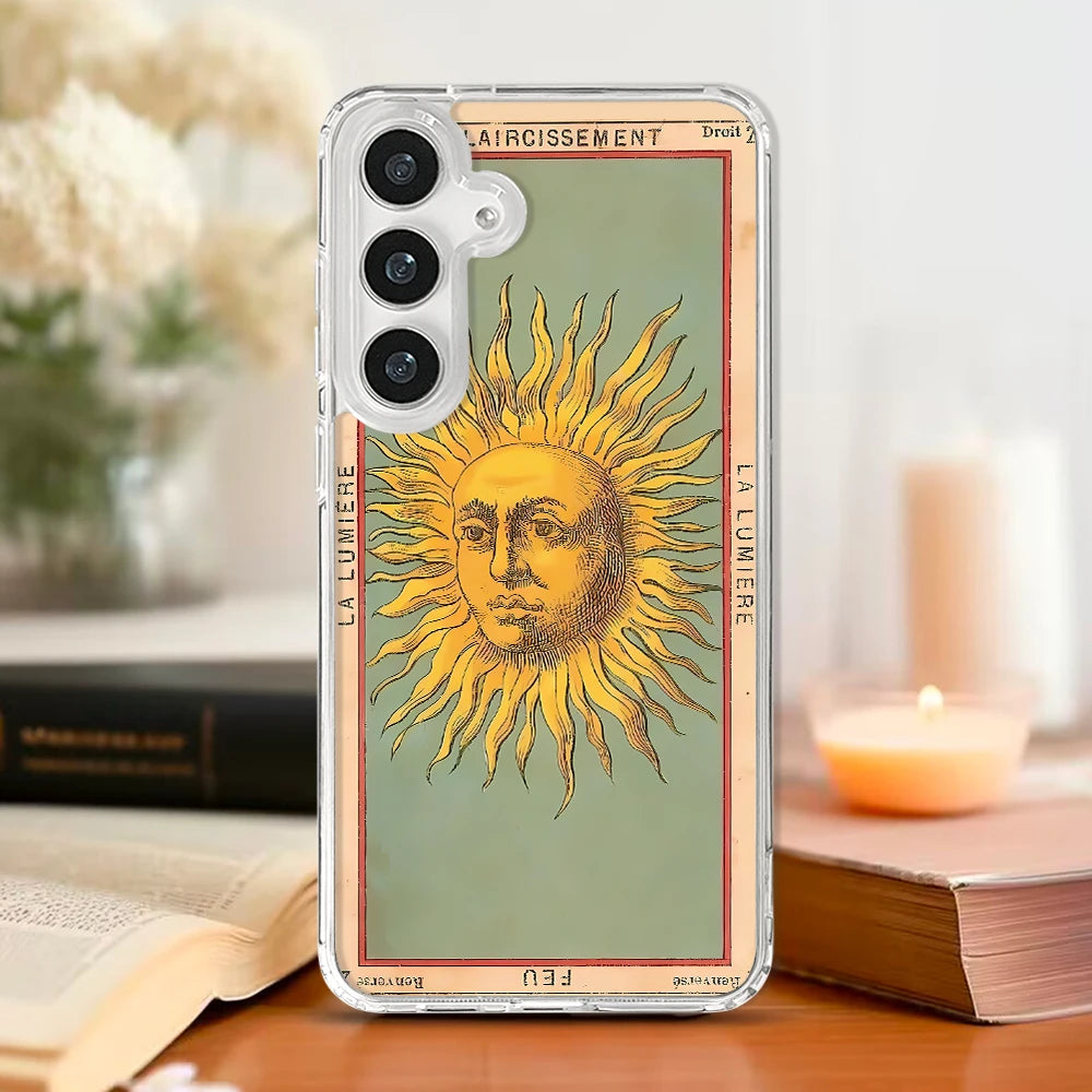 Retro Tarot Sun Moon Stars Magnetic Phone Case for Samsung Galaxy S25 Ultra S24 FE S22 S23 Plus A55 A56 A36 A16 5G Cover