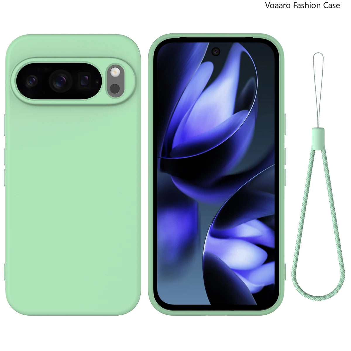 Soft Liquid Silicone Protective Funda for Google Pixel 10 Pro XL Case for Google Pixel 10 Pro Case Shockproof Cover with Strap